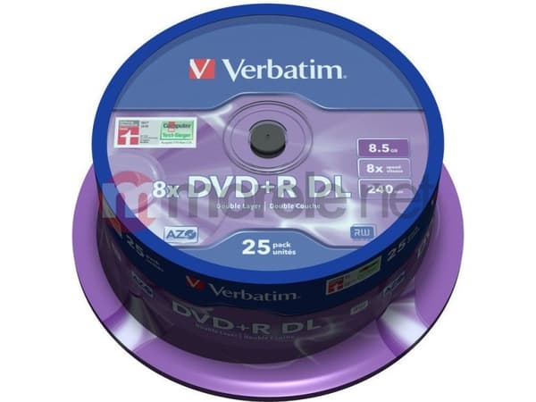 Verbatim - 25 x DVD+R DL - 8.5 GB 8x - matt sølv - spindel