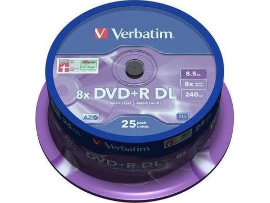 Verbatim - 25 x DVD+R DL - 8.5 GB 8x - matt sølv - spindel