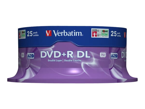 Verbatim - 25 x DVD+R DL - 8.5 GB 8x - matt sølv - spindel