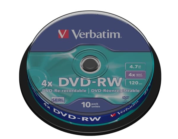 Verbatim DataLifePlus - 10 x DVD-RW - 4.7 GB 4x - matt sølv - spindel