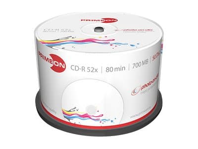 Primeon photo-on-disc - 50 x CD-R - 700 MB (80min) 52x - yta möjlig att skriva ut foton på - spindel
