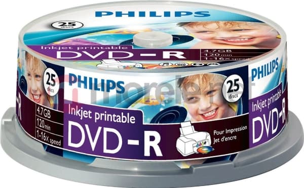 Philips DM4I6B25F - 25 x DVD-R - 4.7 GB (120 min) 16x - blekkstråleskrivbar overflate - spindel