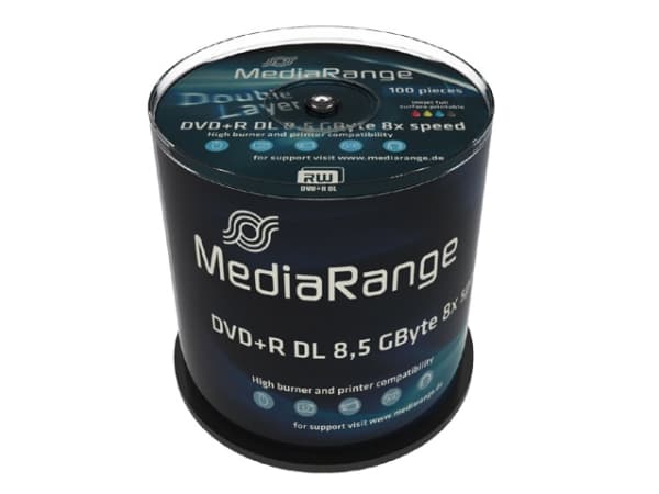 MediaRange - 100 x DVD+R DL - 8.5 GB 8x - blekkstråleskrivbar overflate - spindel