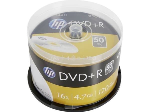 HP DRE00026, DVD+R, 120 mm, Kakbox, 50 styck, 4,7 GB