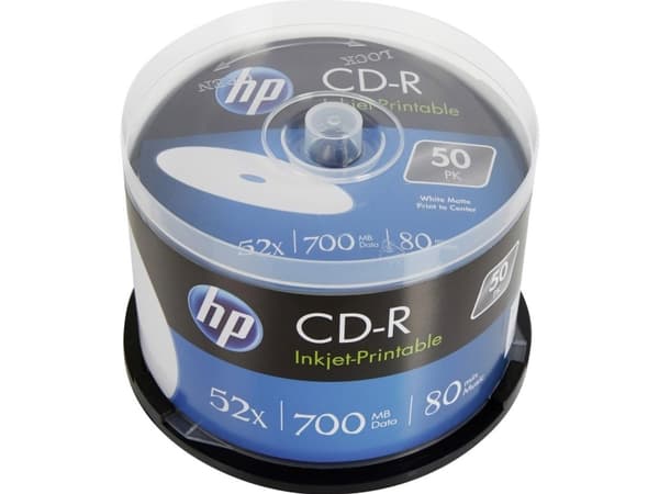 HP CRE00017WIP, 52x, CD-R, 120 mm, 700 MB, Kakeboks, 50 stykker