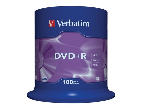 Verbatim DVD+R Matt Silver, DVD+R, 120 mm, Akseli, 100 kpl, 4,7 GB