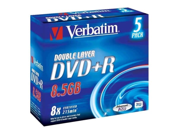 Verbatim - 5 x DVD+R DL - 8.5 GB (240 min) 8x - matt sølv - CD-eske