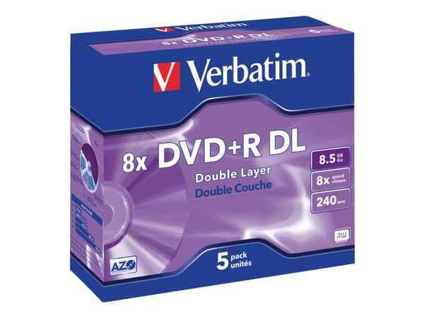 Verbatim - 5 x DVD+R DL - 8.5 GB (240 min) 8x - matt sølv - CD-eske