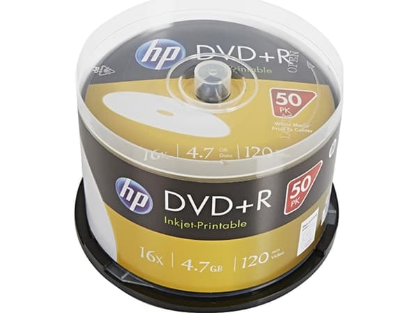 HP DRE00026WIP, DVD+R, 120 mm, Utskrivbara, Kakbox, 50 styck, 4,7 GB