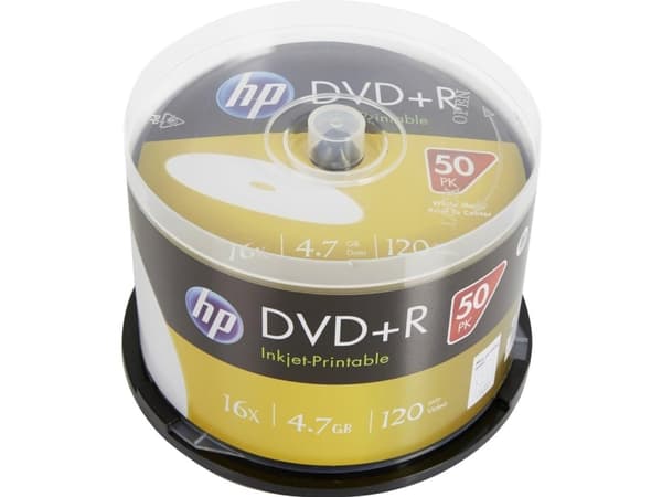 HP DRE00026WIP, DVD+R, 120 mm, Utskrivbara, Kakbox, 50 styck, 4,7 GB