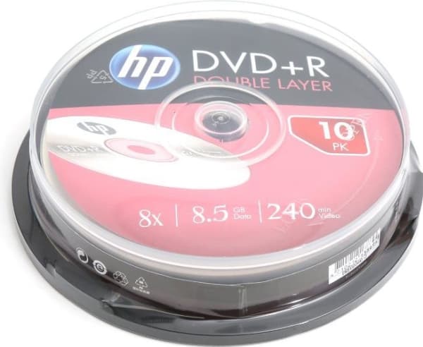 HP DRE00060, DVD+R, 120 mm, Kakeboks, 10 stykker, 8,5 GB