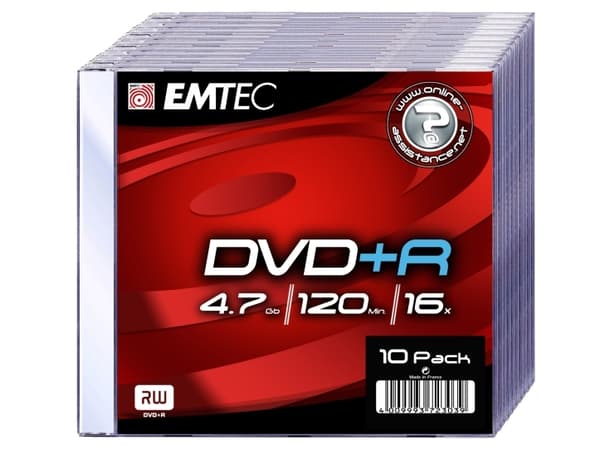 EMTEC Classic - 10 x DVD+R - 4.7 GB (120 min) 16x - silver - tunt CD-fodral