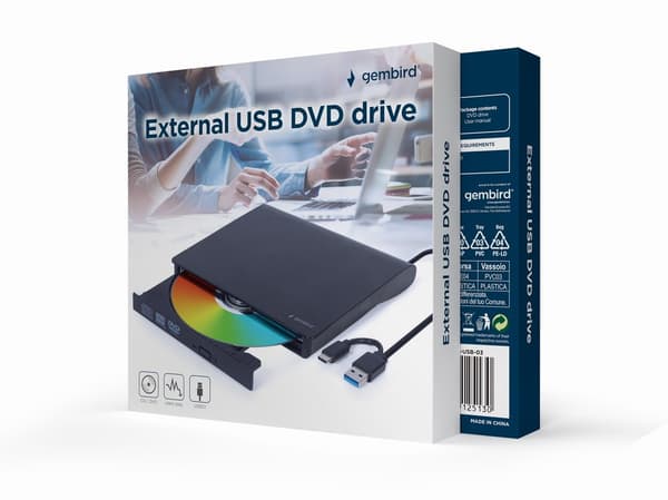Gembird DVD-USB-03 Eksternt USB DVD-drev, sort
