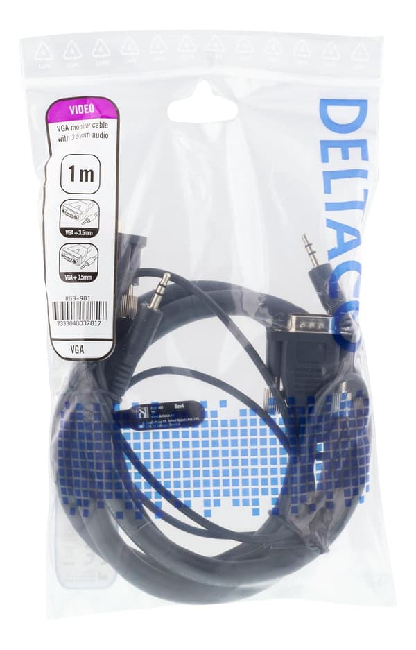 Monitor cable HD15 ma-ma, 1m, 1920x1200 60Hz, 3.5mm audio