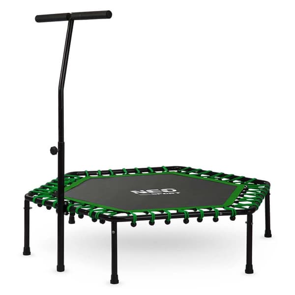 Fitness trampoliini kahvalla 127 cm Neo-Sport - kuusikulmainen vihreä