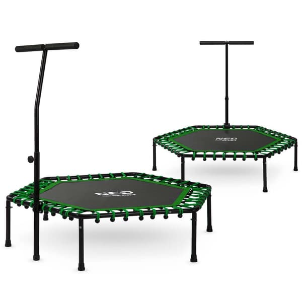 Fitness trampoliini kahvalla 127 cm Neo-Sport - kuusikulmainen vihreä