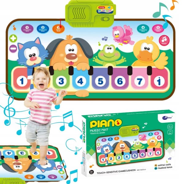 MUSIKMATTA UTBILDNINGSPIANO INTERAKTIVA DJUR LJUD SIFFROR