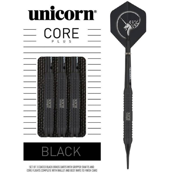 Unicorn Core Plus Black Brass Soft Tip - Plastspetspilar