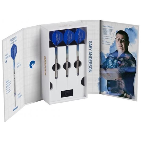 Set med 4 Unicorn Gary Anderson Phase 3 90% Tungsten Dart, Vikt 21g - Blå