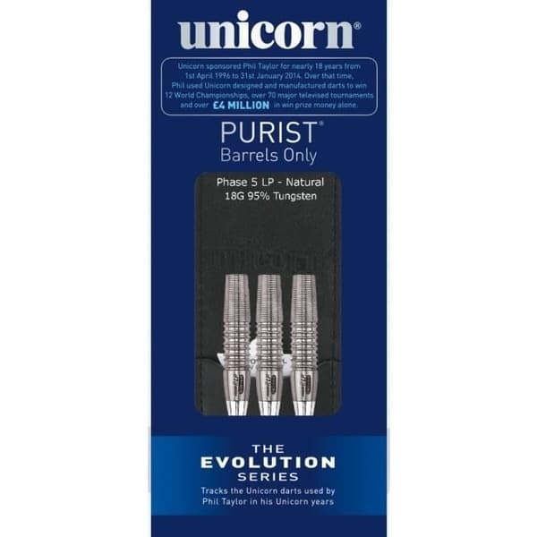 Set med 3 Purist Evolution Phase 5 LP 95% Tungsten Dart Barrels - UNICORN
