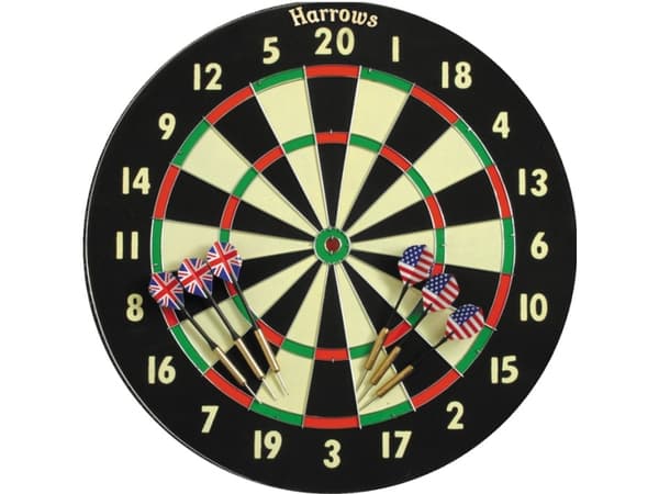 Harrows Darts World Champion Family Dart Game, Dartboard, Sort, Grønn, Rød, Gult, Bust, 45,7 cm (18"), 6 stykker
