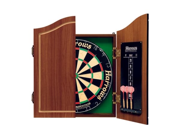 Harrows Darts Pro''s Choice, Darttavla, Multifärg, Trä, 6 styck, Rosewood Finish Cabinet (with scoreboards inside the doors) Official Competition Bri