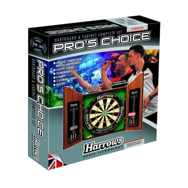 Cilindrisk Traditionell Harrows Pro's val (träskåp + traditionell mål + 6 dartpilar)