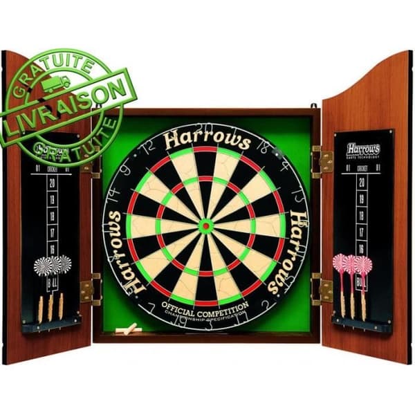 Cilindrisk Traditionell Harrows Pro's val (träskåp + traditionell mål + 6 dartpilar)