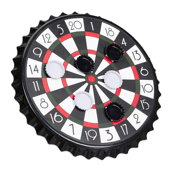 Relaxdays Kapseldartspel, magnetisk måltavla, fest, dryck, med 6 delar, diameter 25 cm, svart