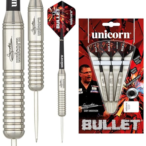 Unicorn Bullet Stainless Steel Darts (Pack of 3) Silver/Black 25g