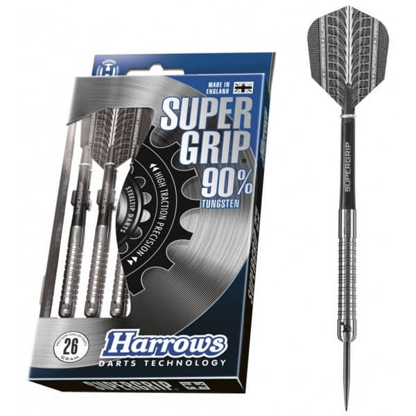 Harrows Supergrip Tungsten Darts (Pack of 3) Silver/Black 24g