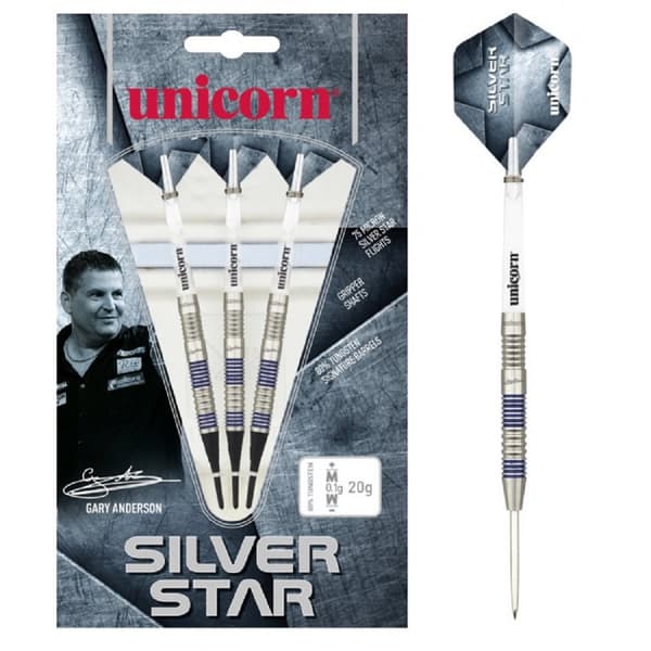 Unicorn Gary Anderson Silver Star Tungsten dartpile sæt (pakke med 3)