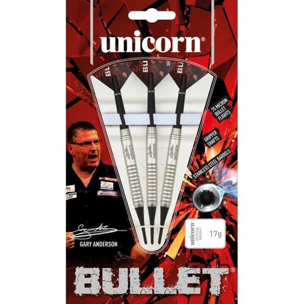 Unicorn Bullet Gary Anderson Dartpilar i rostfritt stål (Förpackning med 3)