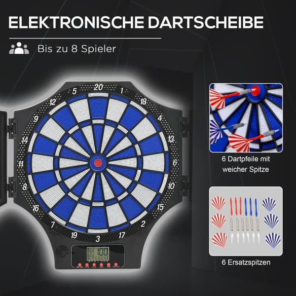 Elektronisk Darttavla, 83x45x4 cm, Svart och Röd