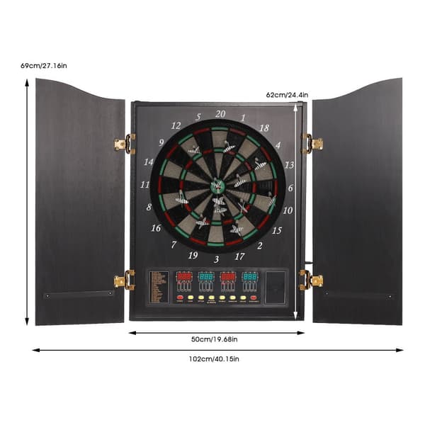 Elektronisk Skåp Darttavla, 27 Speltyper, Upp till 16 Spelare, 4 LED-display,svart