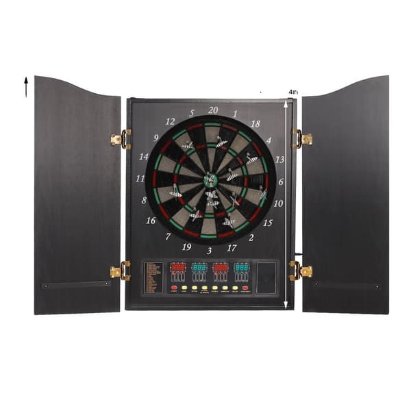 Elektronisk Skåp Darttavla, 27 Speltyper, Upp till 16 Spelare, 4 LED-display,svart