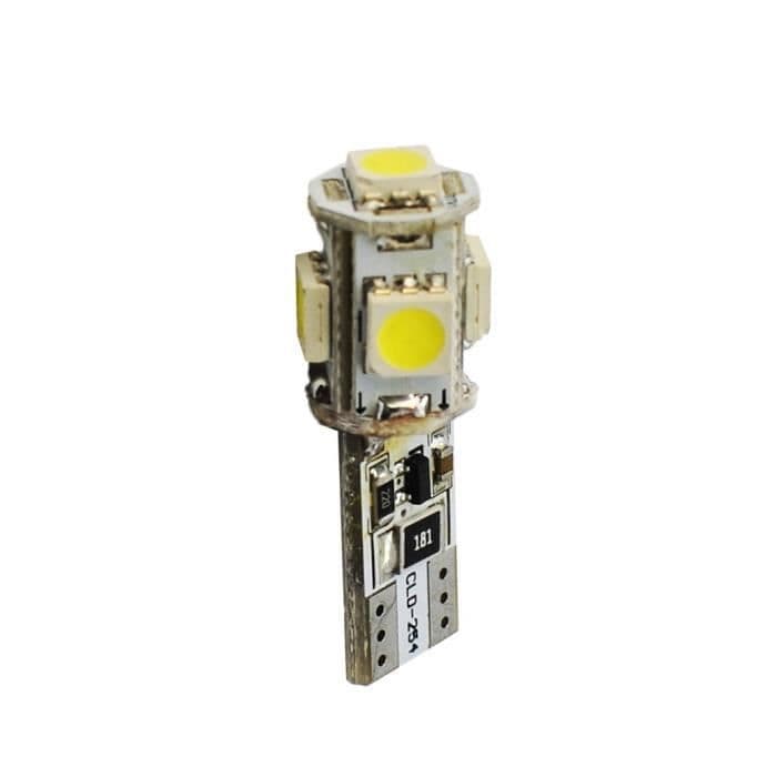 PLANET LINE Lot de 2 Ampuller LED - Canbus T10 W5W - 5 LED SMD 3528 - 12 V - 2,20 W - Blanc