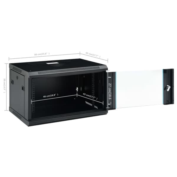 vidaXL væghængt netværksskab 4U 19" IP20 600x450x375 mm