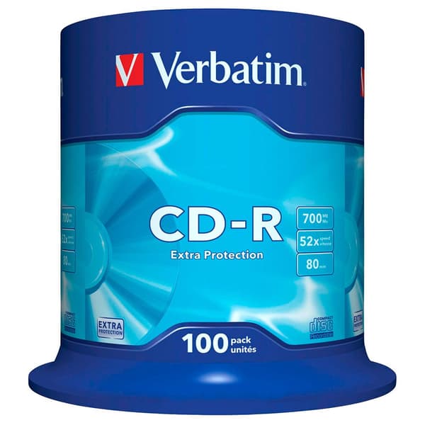 Verbatim Ekstra Beskyttelse Cd-r 700mb 52x Hastighed 100 Enheder Flerfarvet