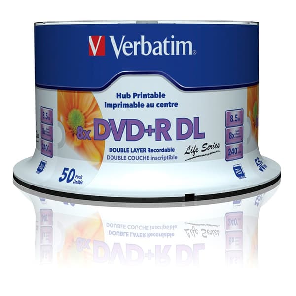 Verbatim Bred 50 Dvd+r Dl 8x Liv Serie Transparent