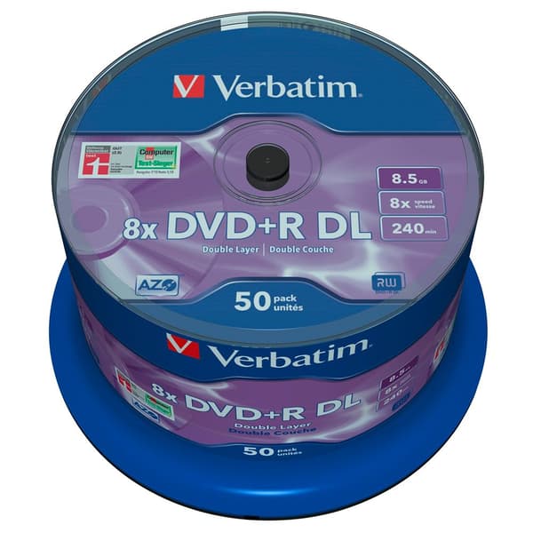 Verbatim 50 Dvd+r Dobbeltlag 8x Blå