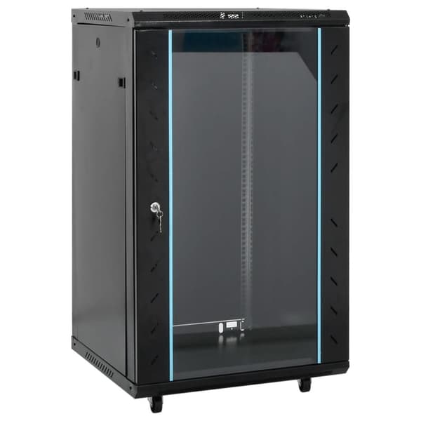 vidaXL 18U Verkkolaitekaappi kääntyvät jalat 19" IP20 60x60x100 cm