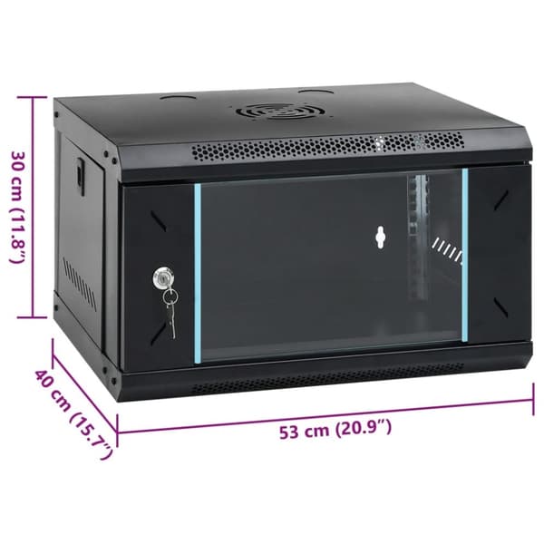 vidaXL 6U Nätverksskåp väggmonterat 19" IP20 53x40x30 mm