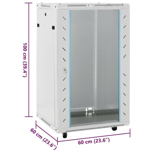 vidaXL 18U Nätverksskåp med svänghjul 19" IP20 60x60x100 cm