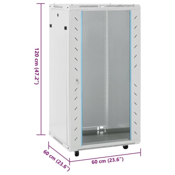 vidaXL 22U Verkkolaitekaappi kääntyvät jalat 19" IP20 60x60x120 cm