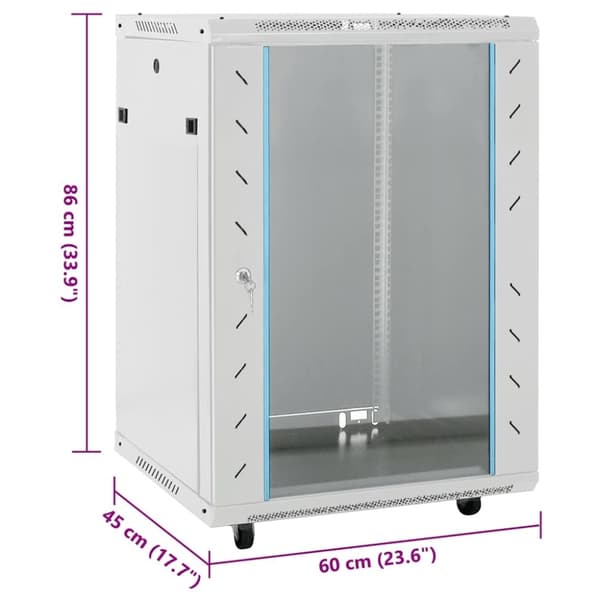 vidaXL 15U Nätverksskåp med svänghjul 19" IP20 60x45x86 mm