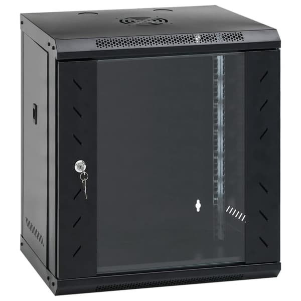 vidaXL 12U Seinäkiinnitettävä verkkolaitekaappi 19" IP20 53x40x60 cm
