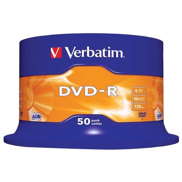 Verbatim 4.7gb 16x Hastighed Dvd-r 50 Enheder Hvid