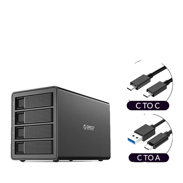Type-C 5-levy HDD-dokkiasema, 10 Gbps siirtonopeus, yhteensopiva Windowsin/Macin/Linuxin kanssa,4 Bay EU Plug Musta