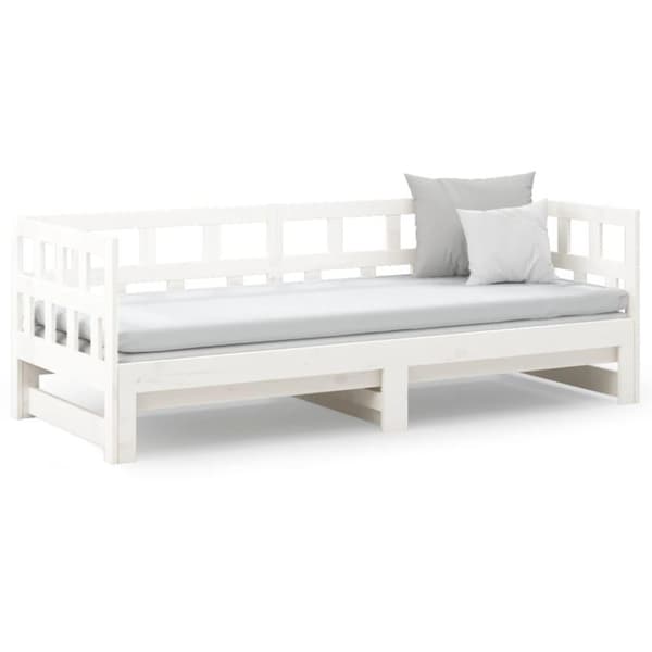 vidaXL daybed med udtræk 2x(90x200) cm massivt fyrretræ hvid